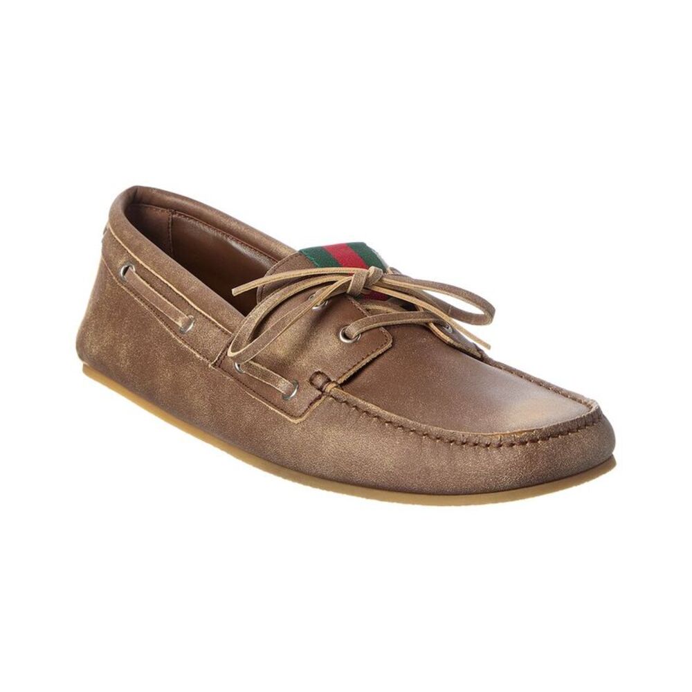Gucci Gg Logo Leather Loafer, Brown